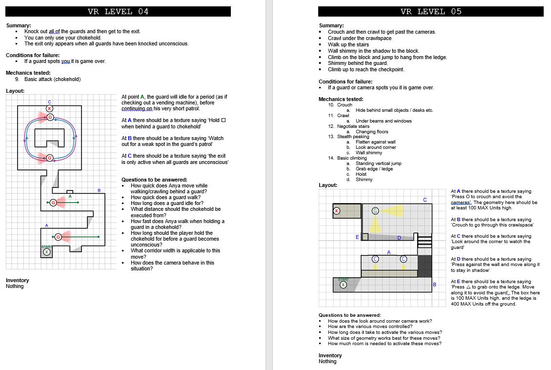 Level designs for modular testbed - game: Stolen